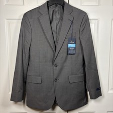 Stafford Coolmax Ecomade Gray Houndstooth Classic Fit 40R Blazer Jacket, New