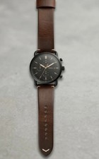 Orologio Uomo Fossil Commuter Cronografo FS5403 Pelle Marrone Nero Mai Indossato