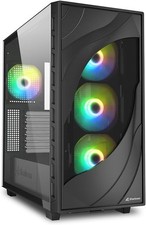 Sharkoon Rebel C80G RGB, schwarz, Glasfenster, PC Gehäuse, Midi-Tower