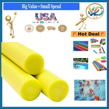 Yellow Pool Noodles 52-Inch Foam Tubes for Swimming and Floating 3-Pack