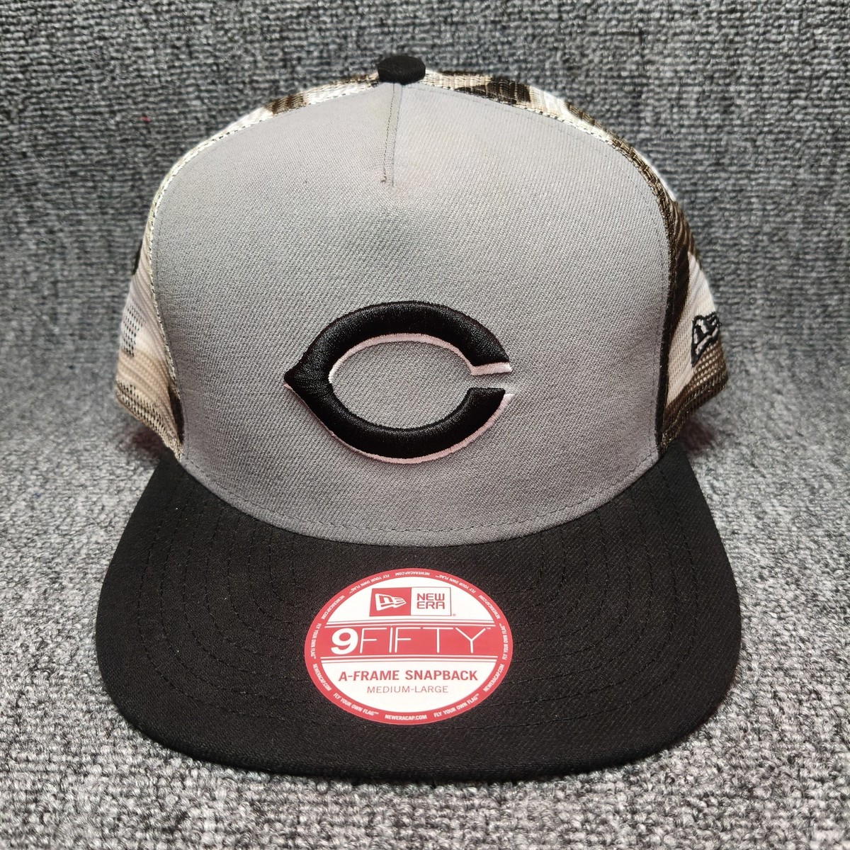 New Era 9FIFTY A-Frame Snapback Cincinnati Reds MLB Gray Camo Mesh Hat