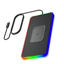 RGB Silicone Non Slip Pad Car Wireless Phone Charger Quick Charging Dock Station