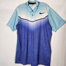 Nike Golf Mobility Fade Dri Fit Polo Shirt Mens Sz M Teal to Blue Ombre Fade