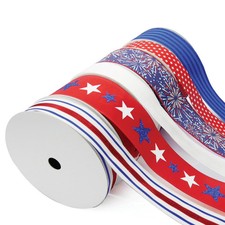 Member's Mark Premium Wired Spring Ribbon, 6 Pack - Red, White Blue