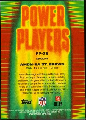 2025 Topps Chrome Amon-Ra St. Brown Power Players Refractor RC #PP