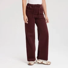 Women's Mid-Rise Straight Leg Corduroy Pull-On Pants - Universal Thread Wine Red