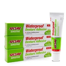 Secure Sensitive Denture Adhesive – 12-Hour Max Hold – Waterproof Seal