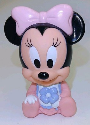 Vintage Arco Disney Baby Minnie Mouse Squeak Rubber Vinyl Toy - 5.5 inches Tall.