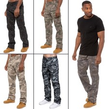 Kruze Mens Military Combat Work Trousers Camouflage Cargo Camo Army Casual Pants