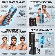 Beard Trimmer for Men,Manscape 3-in-1 Electric Razor Groin Groomer,IPX7 Waterpro
