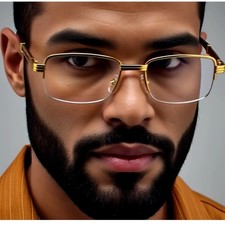 Rimless Gold Frame Glasses Wood Arms Hip Hop Fashion Eyeglasses Men Retro Small
