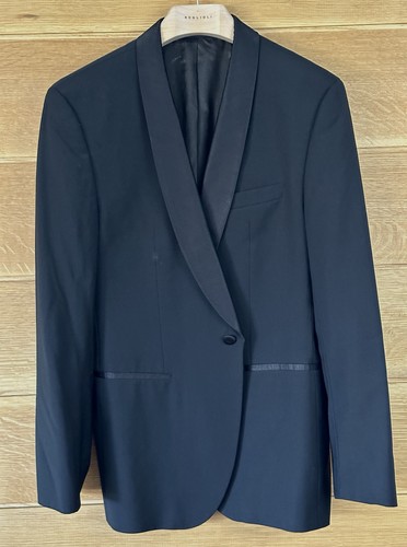 HUGO BOSS Shawl Tuxedo Jacket, Model Sky 1 Gala 1 Size 40R Black EUC 100% Wool - Picture 1 of 6