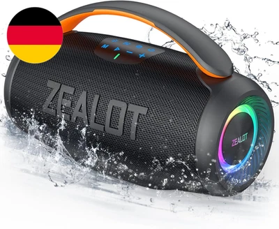ZEALOT Bluetooth Lautsprecher Mit Licht,Stereo Sound,Bluetooth 5.3,IPX6 Wasserdi