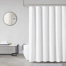 Madison Park Shower Curtain Metro 72"x72" White Modern Woven Clipped Design
