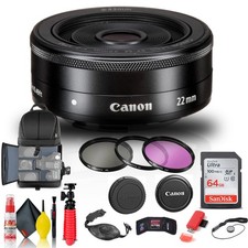 Canon EF-M 22mm f/2 STM Lens 5985B002 Filter BackPack 64GB Card More