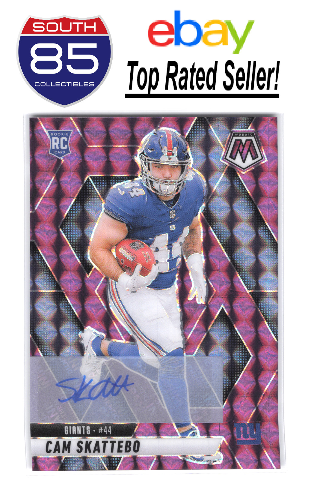 2025 Panini Mosaic Cam Skattebo #305 Purple Mosaic RC Rookie AUTO 42/49  Giants