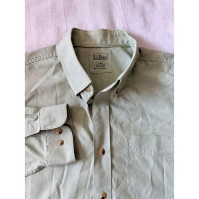 LL Bean Mens Large Sage Green Cotton Button Down Long Sleeve Shirt 248929