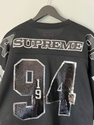 Supreme Sequin Football Jersey - Size Medium - Black | eBay