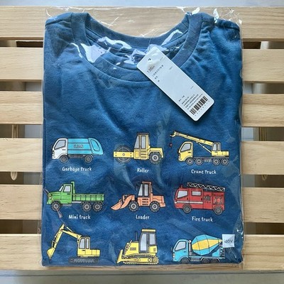 NIB Lativ 6-7Y Kids Short Sleeve 100% Cotton T Shirt With Construction Car 130cm