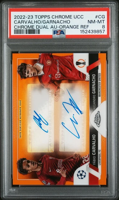2022 TOPPS CHROME UCC ORANGE ALEJANDRO GARNACHO/FABIO CARVALHO 17/25 PSA 8