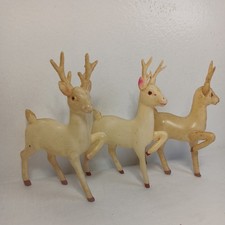 Set of 3 VIntage Celluloid Reindeer Pair Made In Japan