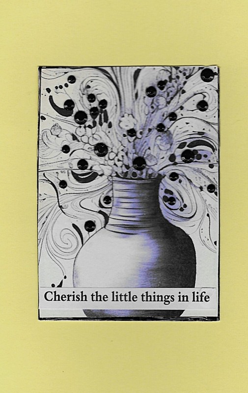 ACEO Art Trading Card ATC Mixed Media 20+ Black Gems OOAK Cherish Little Things