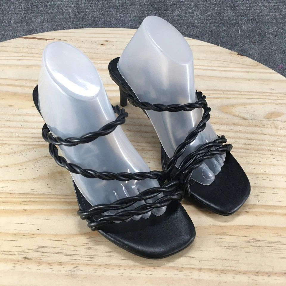 Calvin Klein 凉鞋女式 5 M Ileyia 滑鞋黑色人造皮革高跟鞋新品 — 第 3/4 张图片