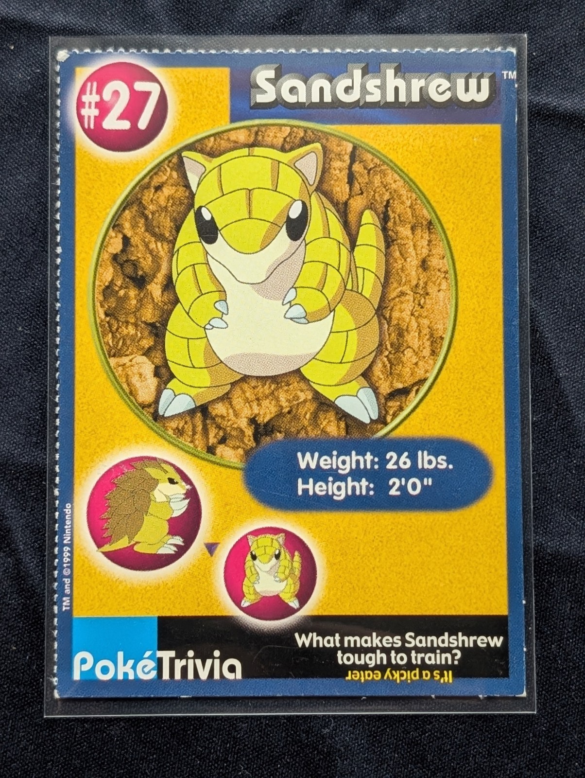 Pokemon Sandshrew #27 PokeTrivia Collectable VINTAGE MP