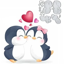 Penguins Metal Dies Cutting Die Cuts, Penguins Couple Loves Cutting Dies Embo...
