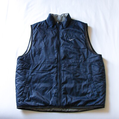Men's Vintage 90s Nike Reversible Navy Blue / Grey Logo Swoosh