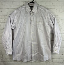 ETON Contemporary 17 / 43 Cotton Purple Striped Button Front Dress Shirt Mens