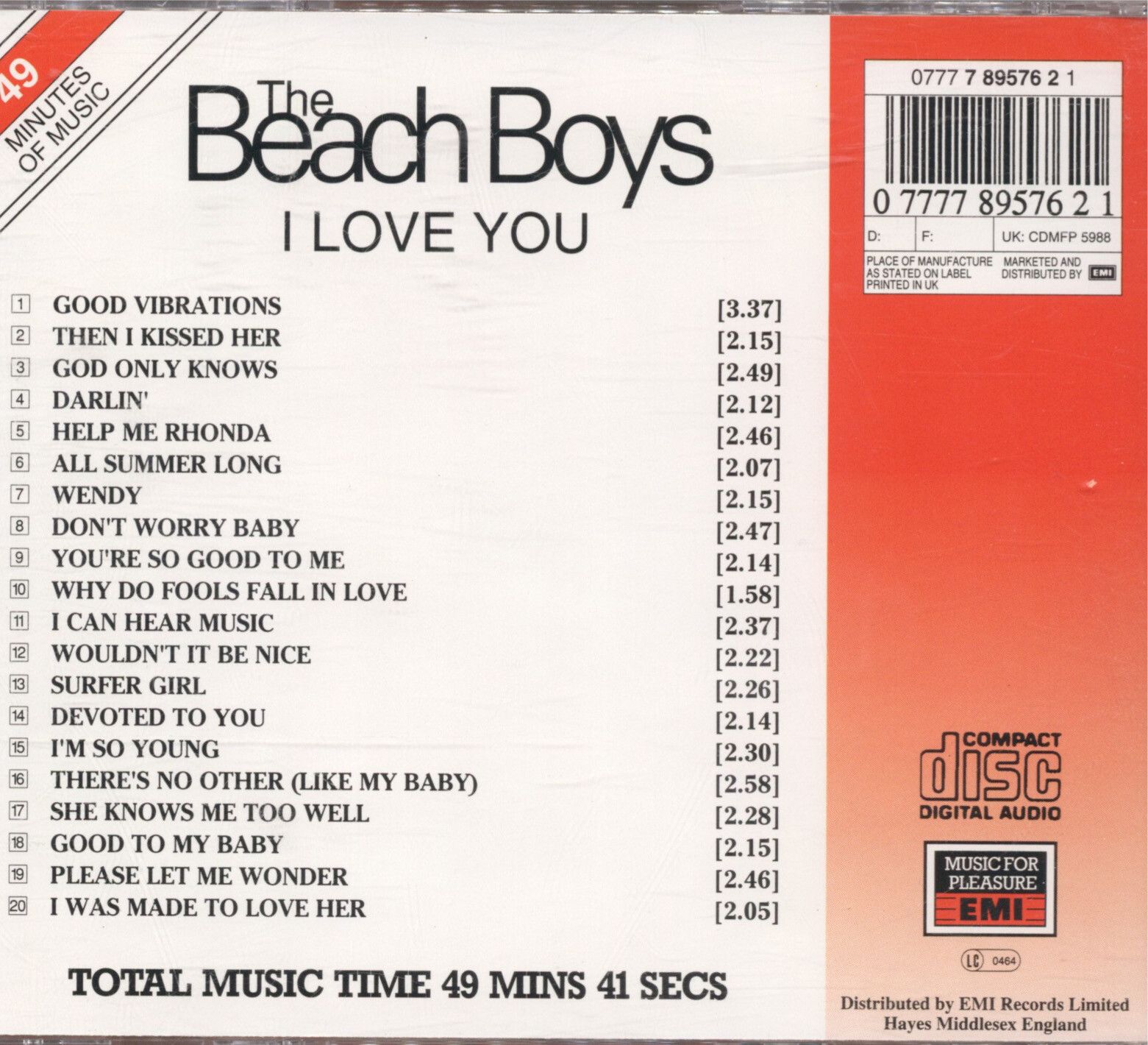 The Beach Boys 20 Great Love Songs CD eBay