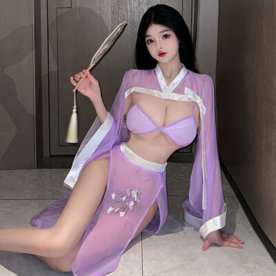 Sexy Lingerie Set Hanfu Lace Dress Pajamas Cosplay Maid Costumes Suit Nightdress
