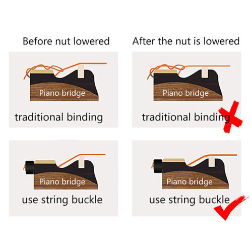 12Pcs Guitar String Retainer String Guide Buckle Triple-Cornered Chord Tie EI - Foto 1 di 15