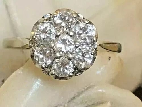 2.25Ct Cluster Lab Created Diamond Flower 14K White Gold FN Engagement Gift Ring