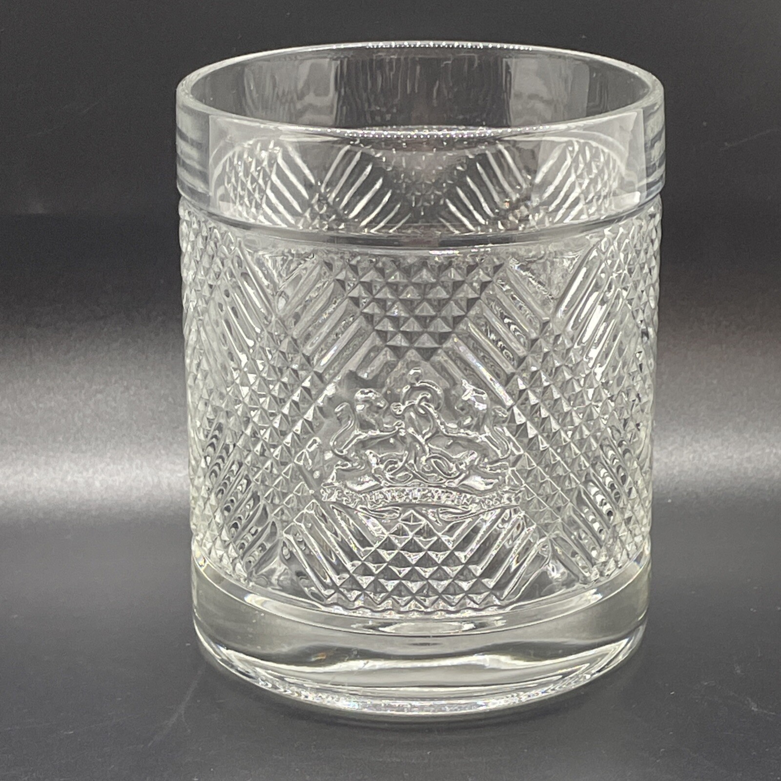 Ralph Lauren Whiskey Glass Safari Lion Crest Logo Argyle Double Old Fashion Bar