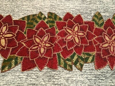 Elrene Home Fashions Poinsettia Elegance Jacquard Holiday Table Runner 13 X 70 Gold - View #2