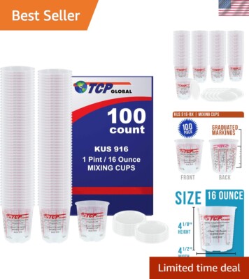 Accurate 16oz Paint Mixing Cups with 12 Lids - Perfect for Automotive Use