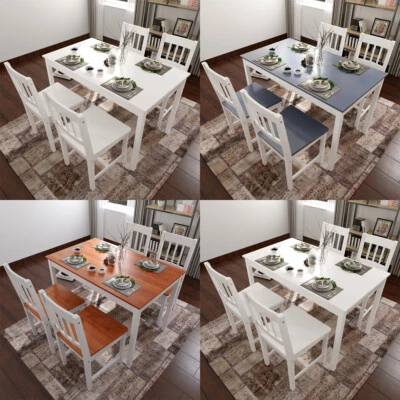 DINING Rectangle Table and 4 Chairs Set Quality Solid Wooden Choice of Colours