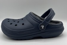 Crocs Dual Comfort Fur Lined Slip On Clogs Navy Womens Size 6 Mens Size 4 - EUC