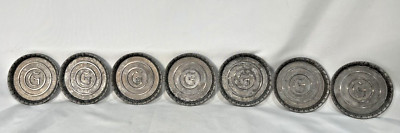 Vintage Pewter Metal Coaster Set OF 7 LE MASON CO Boston Mass Letter G MCM