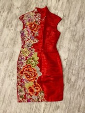 NWOT Chinese Hand Sew Silk Traditional Dress Red US 2