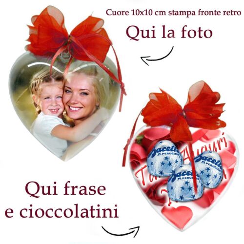 Regalo per Festa della Mamma cuore personalizzato con foto e cioccolatini frase - Zdjęcie 1 z 1