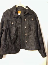 Ruby Rd Women's Black Button Long Sleeve Textured Jacket Size 14 PRE-OWNED