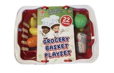 Gourmet Play    22 Piece Grocery  Shopping Basket Pretend Play Set