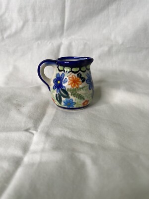 Polish Pottery Creamer Pitcher With Spook UNIKAT Kalich