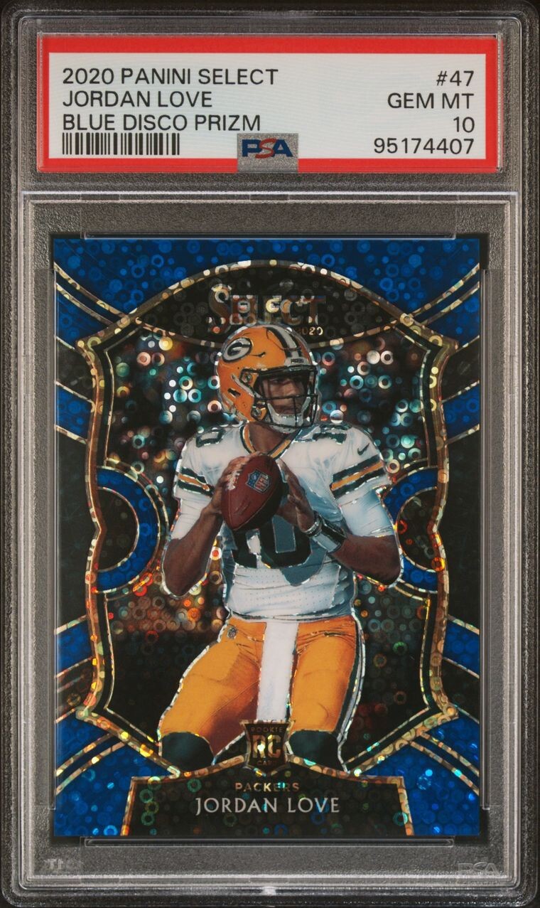 2020 Panini Select Blue Disco Prizm #47 Jordan Love Rookie /25 PSA 10 RC