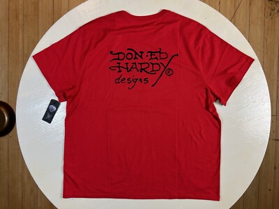 Men Size M Ed Hardy Black Panther, Dragon & Dagger NYC Red SS T