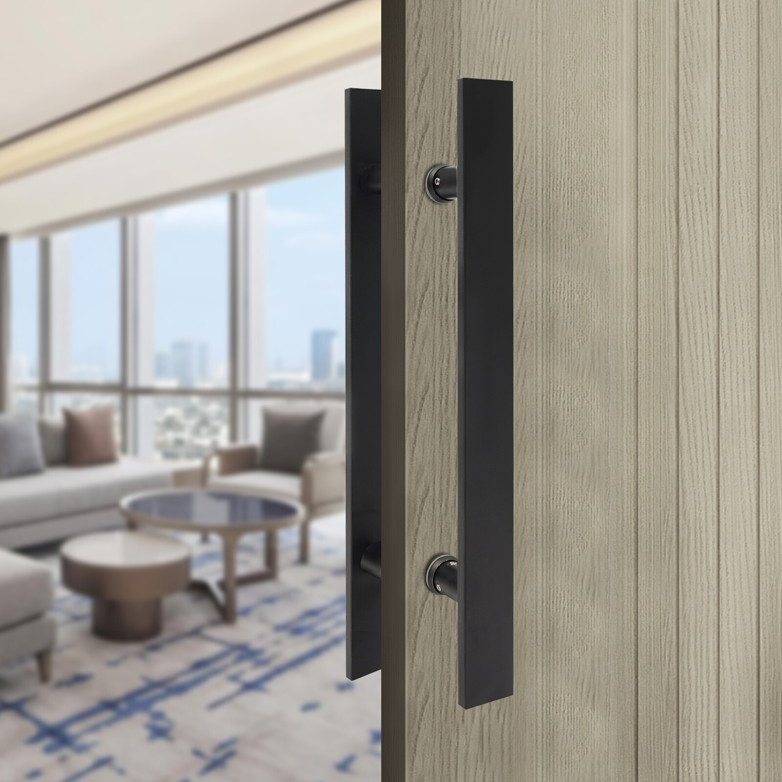 Stainless Steel Double Sided Pull Push Sliding Barn Door Handles Set of 2