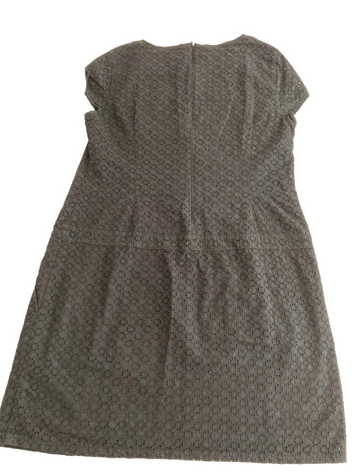 Vestido Esprit Negro Ojales 12 Algodón Forro Cremallera 2 Bolsillos Gota Cintura Gorra Manga Foto 2 de 4